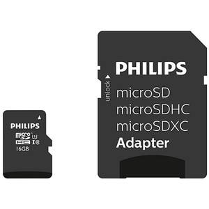 Comparateur de prix : Carte mémoire Philips MicroSDHC 16 Go avec adaptateur SD Noir