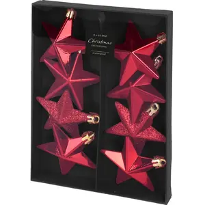 Mondex - Set van 8 kersthangers - mix rood - 6cm pas cher