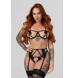 Christine - Kinky 3-delige Harnas Jarretel Set Fiercy pas cher