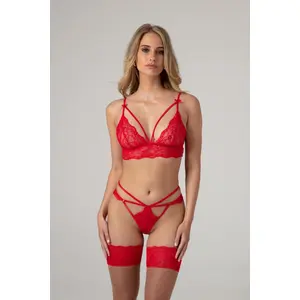 Christine le Duc - 2 delige Set - Lingerie Erotisch - Marinka - Rood - S/M