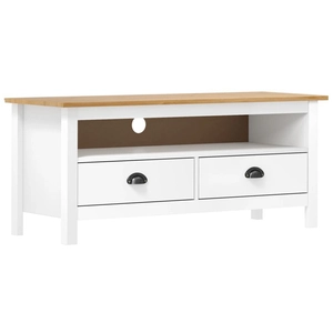 vidaXL Meuble TV Hill Range Blanc 110x40x47 cm Bois de pin solide pas cher