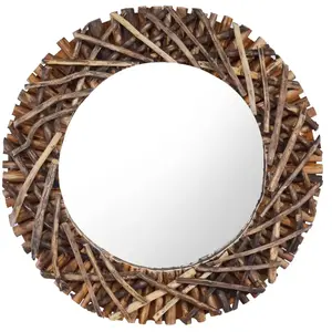 vidaXL Miroir mural 60 cm Teck Rond