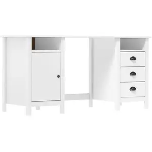 Comparateur de prix : vidaXL Bureau Hill Blanc 150x50x74 cm Bois de pin solide