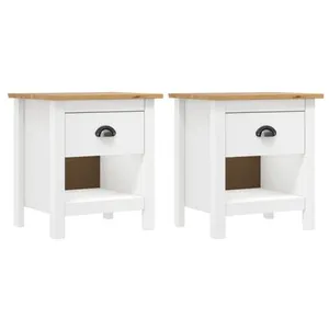 vidaXL Tables de chevet 2 pcs Hill 46x35x49,5 cm Bois de pin solide pas cher