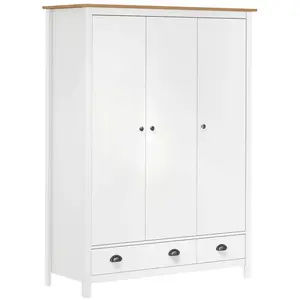 Comparateur de prix : vidaXL Garde-robe à 3 portes Hill Blanc 127x50x170 cm Bois pin solide