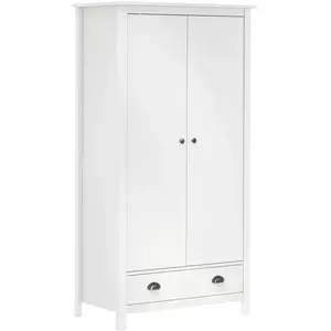 vidaXL Garde-robe à 2 portes Hill Blanc 89x50x170cm Bois de pin solide pas cher