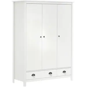 vidaXL Garde-robe à 3 portes Hill Blanc 127x50x170 cm Bois pin solide pas cher