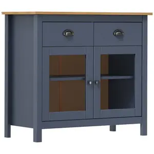 vidaXL Buffet Hill Gris 90x40x80 cm Bois de pin solide pas cher