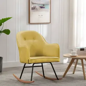 vidaXL Chaise à bascule Jaune moutarde Velours pas cher