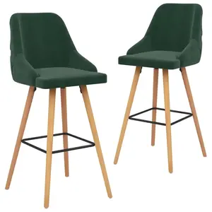 vidaXL Tabourets de bar lot de 2 vert foncé velours pas cher