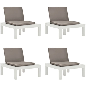 vidaXL Chaises de salon de jardin et coussins 4 pcs Plastique Blanc pas cher