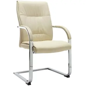 vidaXL Chaise de bureau cantilever Crème Similicuir pas cher