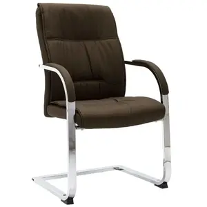 vidaXL Chaise de bureau cantilever Marron Tissu pas cher