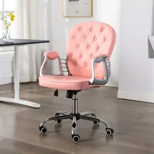 vidaXL Chaise de bureau pivotante Rose Similicuir pas cher