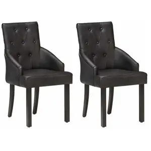 vidaXL Chaises à manger lot de 2 noir cuir de chèvre véritable pas cher