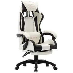 Comparateur de prix : vidaXL Fauteuil de jeux vidéo et repose-pied Noir et blanc Similicuir