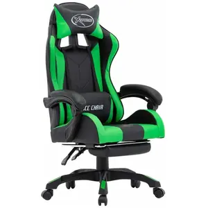 Comparateur de prix : vidaXL Fauteuil de jeux vidéo avec repose-pied Vert et noir Similicuir