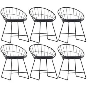 vidaXL Chaises à manger similicuir lot de 6 noir acier pas cher