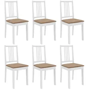 Comparateur de prix : vidaXL Chaises à manger avec coussins lot de 6 blanc bois solide