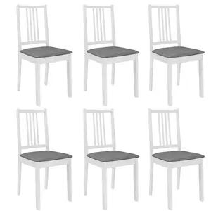 Comparateur de prix : vidaXL Chaises à manger avec coussins lot de 6 blanc bois solide