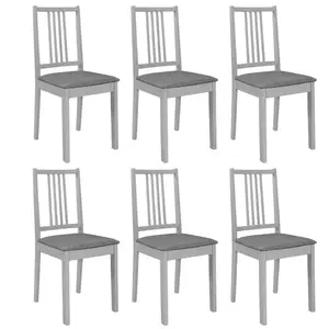 Comparateur de prix : vidaXL Chaises à manger avec coussins lot de 6 gris bois solide
