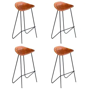 Comparateur de prix : vidaXL Chaises de bar lot de 4 marron cuir véritable