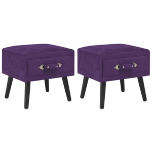 vidaXL Tables de chevet 2 pcs Violet foncé 40x35x40 cm Velours pas cher