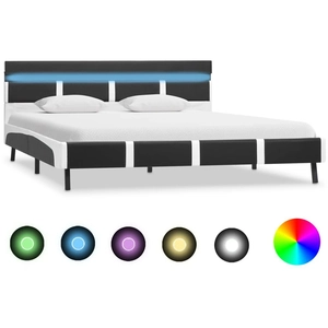 vidaXL Cadre de lit avec LED Gris Similicuir 140 x 200 cm pas cher