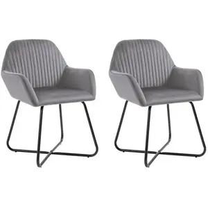 vidaXL Chaises à manger lot de 2 gris velours pas cher