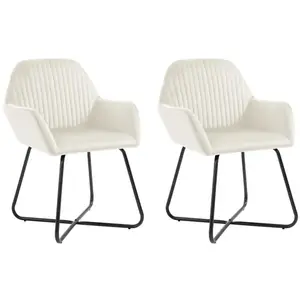 Comparateur de prix : vidaXL Chaises à manger lot de 2 Crème Velours
