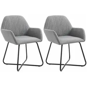 vidaXL Chaises à manger lot de 2 gris clair tissu pas cher