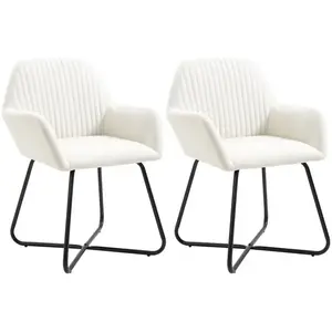 vidaXL Chaises à manger lot de 2 crème tissu pas cher