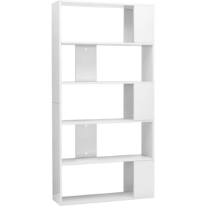 vidaXL Bibliothèque/Séparateur de pièce Blanc brillant 80x24x159 cm pas cher