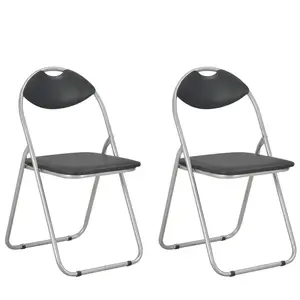 Comparateur de prix : vidaXL Chaises pliantes à manger lot de 2 noir similicuir