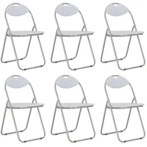 vidaXL Chaises pliantes à manger lot de 6 blanc similicuir pas cher