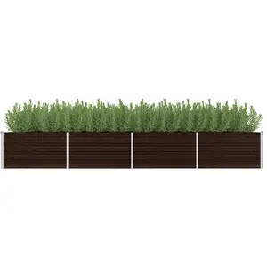 vidaXL Lit surélevé de jardin Marron 320x80x45 cm Acier galvanisé pas cher