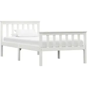 vidaXL Cadre de lit Blanc Bois de pin massif 100 x 200 cm pas cher
