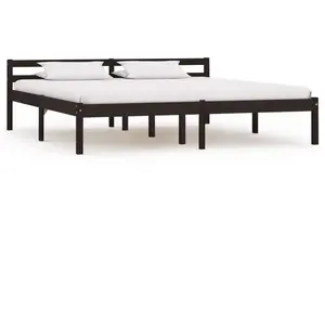 vidaXL Cadre de lit Marron foncé Bois de pin massif 160 x 200 cm pas cher