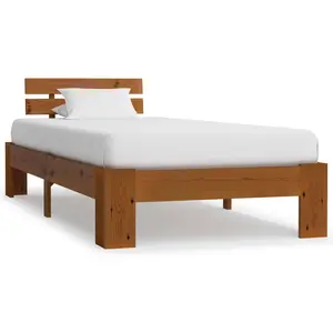 vidaXL Cadre De Lit Marron Miel Bois De Pin Massif 100 X 200 Cm pas cher