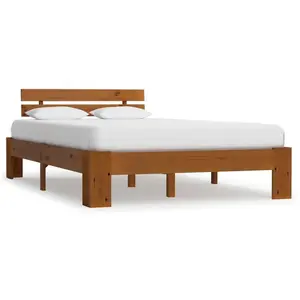vidaXL Cadre de lit Marron miel Bois de pin massif 120 x 200 cm pas cher