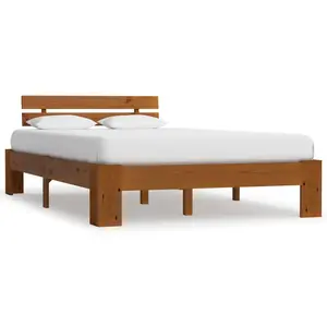 vidaXL Cadre de lit Marron miel Bois de pin massif 140 x 200 cm pas cher