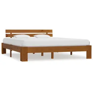 vidaXL Cadre de lit Marron miel Bois de pin massif 180 x 200 cm pas cher