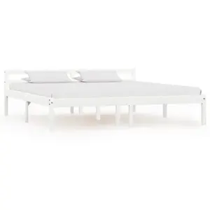 vidaXL Cadre de lit Blanc Bois de pin massif 160 x 200 cm pas cher