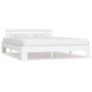 vidaXL Cadre de lit Blanc Bois de pin massif 160 x 200 cm pas cher