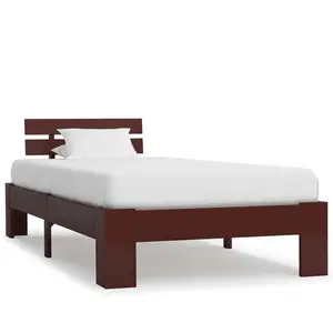 vidaXL Cadre de lit Marron foncé Bois de pin massif 90 x 200 cm pas cher