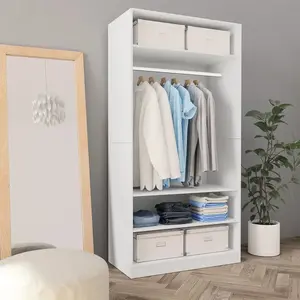 Comparateur de prix : vidaXL Garde-robe Blanc 100 x 50 x 200 cm Bois d'ingénierie