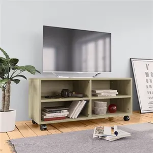 vidaXL Meuble TV avec roulettes Chêne sonoma Bois d'ingénierie pas cher