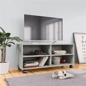 vidaXL Meuble TV avec roulettes Gris béton 90x35x35 cm Bois ingénierie pas cher