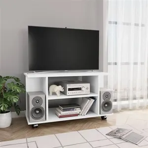 vidaXL Meuble TV avec roulettes blanc 80x40x45 cm bois d'ingénierie pas cher