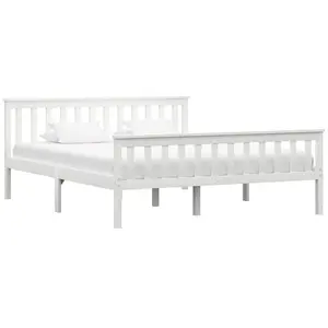 vidaXL Cadre de lit Blanc Bois de pin massif 160 x 200 cm pas cher